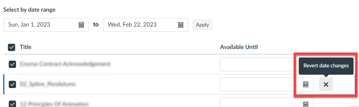choosing to revert changes will cancel the date change operation