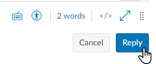 User selecting Reply to complete the post.