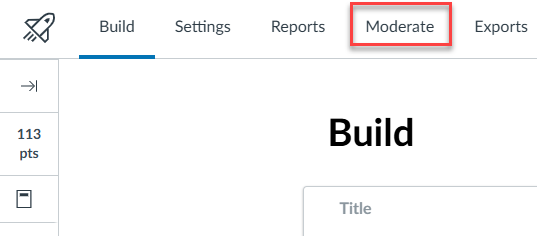 Build section with 'Moderate' selected in the dropdown menu