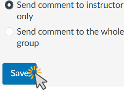 Save button to send comment to instructor or the whole group