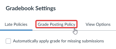 Grade Posting Policy tab highlighted in Gradebook Settings