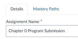 Dialog showing the new assignment name