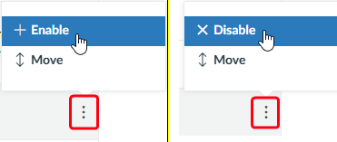user enables and disables a navigation item