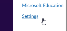 cursor hovers over a course settings link. key: settings