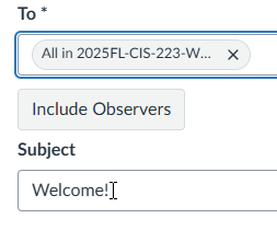 user enters a subject in the compose message subject area