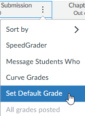 cursor hovering over set default grade