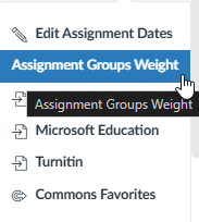 hovers over assignment groups weight selection