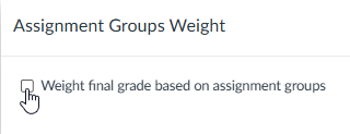 cursor choosing option for weight final grade based on assignment groups