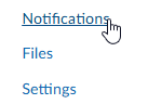 cursor hovers over notification menu option
