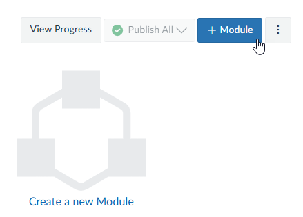 cursor hovers over add module button. Create a new Module option is on screen as well.