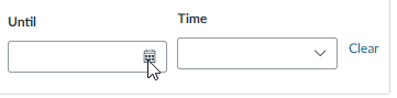 Cursor hovering over the 'Until' input field in a form
