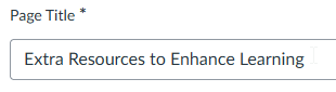 Page Title 'Extra Resources to Enhance Learning'