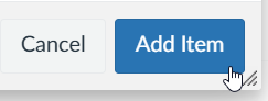 cursor hovers over the Add Item button