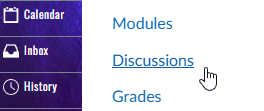 cursor hovers over discussions menu option