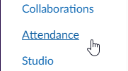 Attendance button highlighted with cursor location