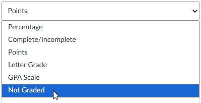curosr hovers over "Not Graded" item in dropdown menu