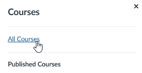 Courses menu with All Courses highlighted