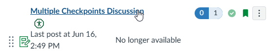 Discussion post titled 'Multiple Checkpoints Discussion' with a post date of June 16 2023 at 249 PM The post is no longer available.png