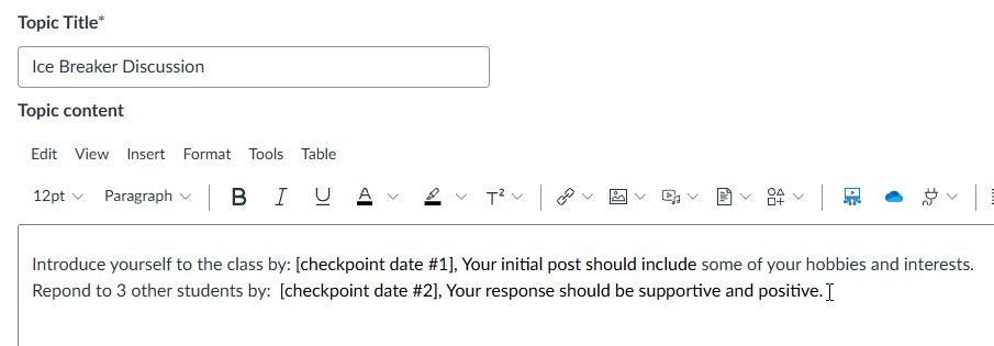 User fills out initial title and description of discussion activity.png
