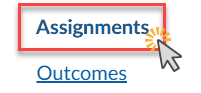 Cursor selects assignments from navigation. key: assignments