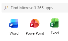 Microsoft 365 apps Word PowerPoint Excel icons.png